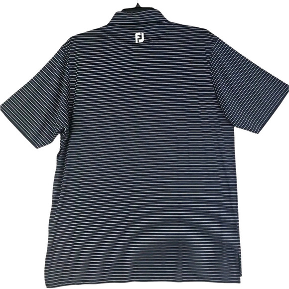 FootJoy ~Men's Size L~ Black/White Striped Golf Polo Shirt Logo, Polyester NWT - Picture 3 of 14